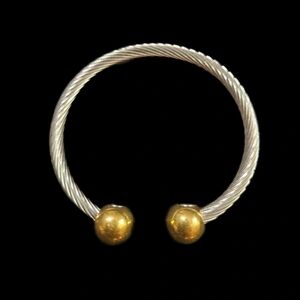 Two-Tone Twisted Cable Healing Magnetic Bracelet  - Silver and Gold